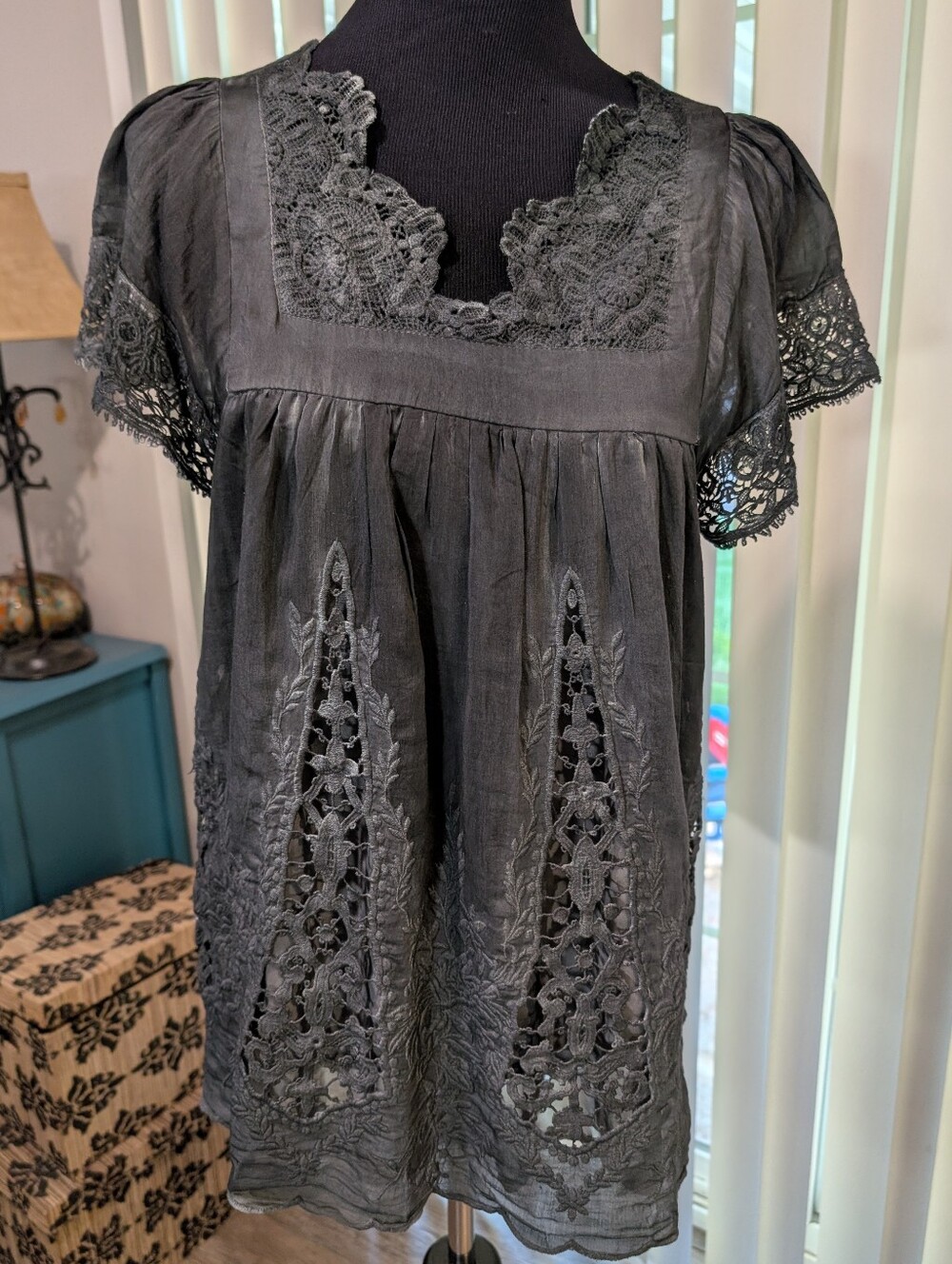 Sundance Eliza Lace Embroidered Silk Blend Tunic